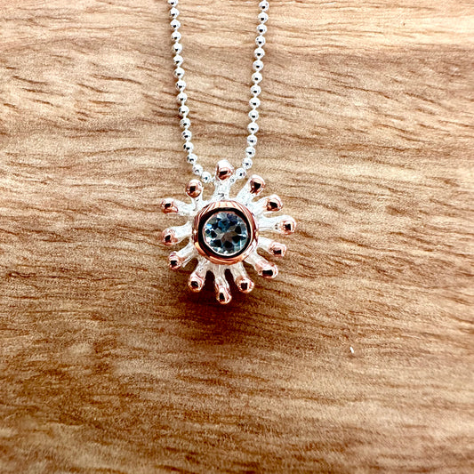 Pendant - Anemone with Blue Topaz