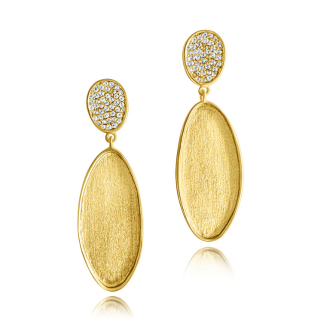 Earrings - Echoes of the Sea with Yellow Gold Finish and White Topaz - Top Section