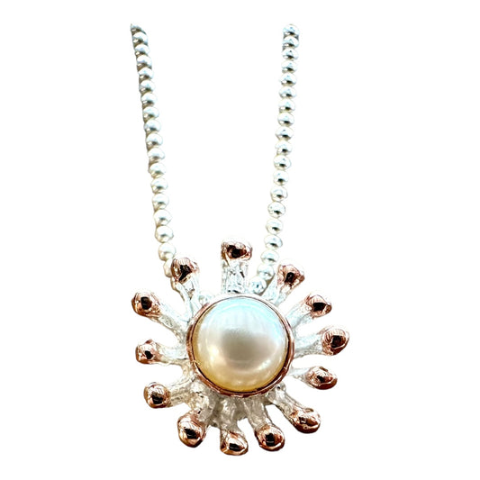 Pendant - Anemone, White Pearl