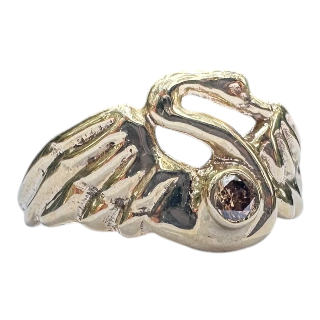 Ring - Swan with Cognac Diamond 0.10ct, Size 17