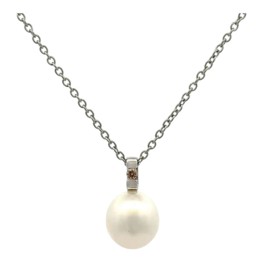 Pendant - Australian South Sea Pearls 9-10mm, 9kt White Gold, 1 Argle Diamond 0.05ct