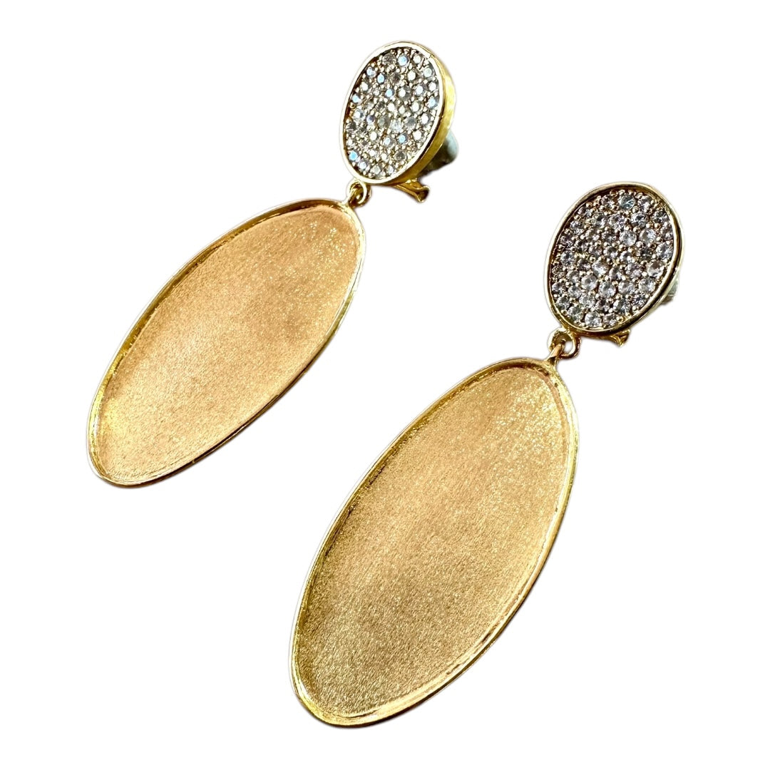 Earrings - Echoes of the Sea with Yellow Gold Finish and White Topaz - Top Section