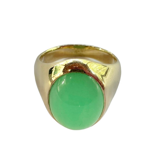 Ring - Dress Ring with Cabochon Chrystoprase