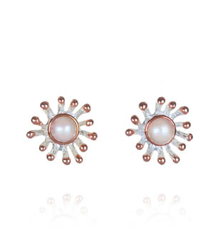 Studs - Anemone, White Pearl