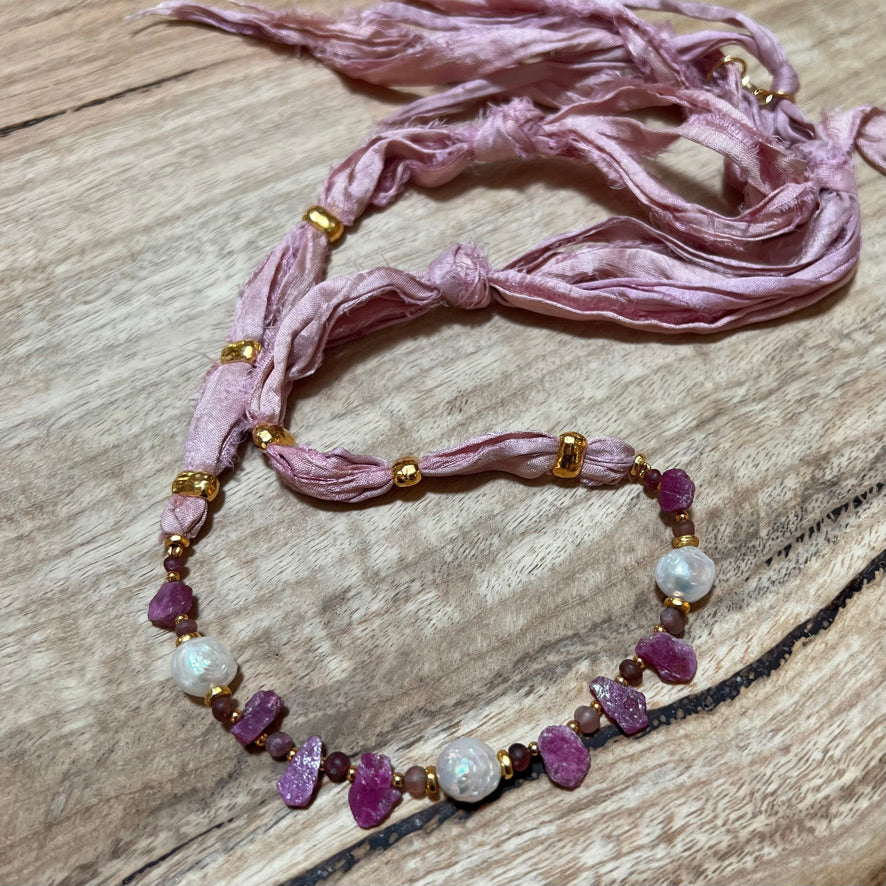 Necklace - Tourmaline and Silk