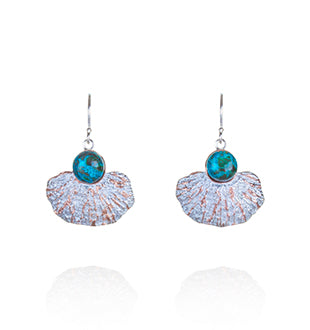 Earrings - Coral Garden Drops with Chrysocolla and Rose Gold Accents