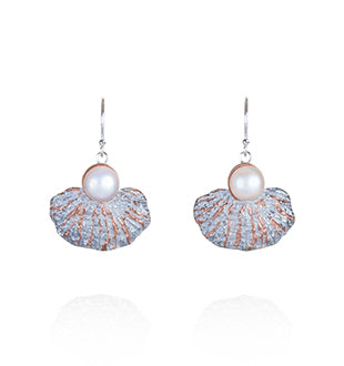 Earrings - Coral Garden,  Rose Gold Accents & Fresh Water Pearls