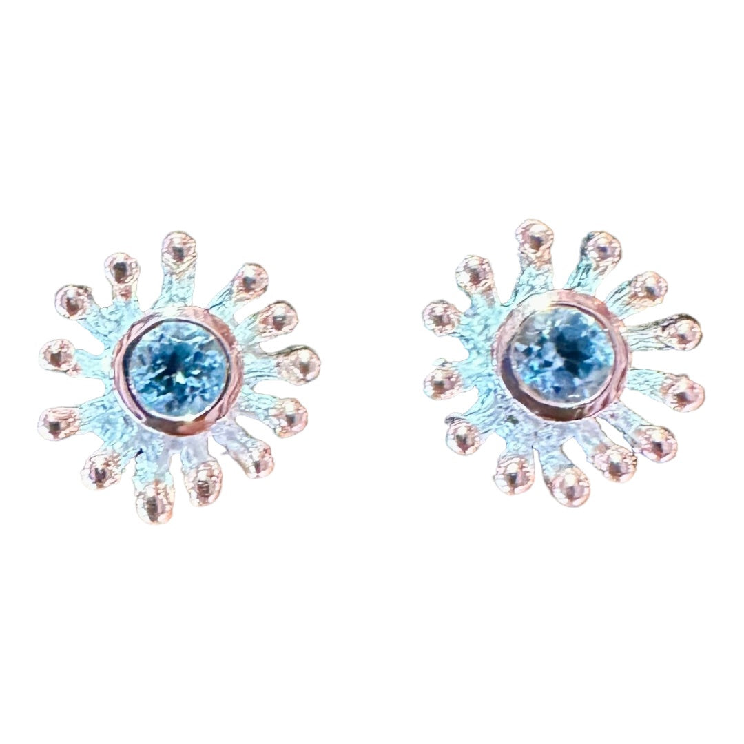 Earrings - Anemone Small Stud with Blue Topaz