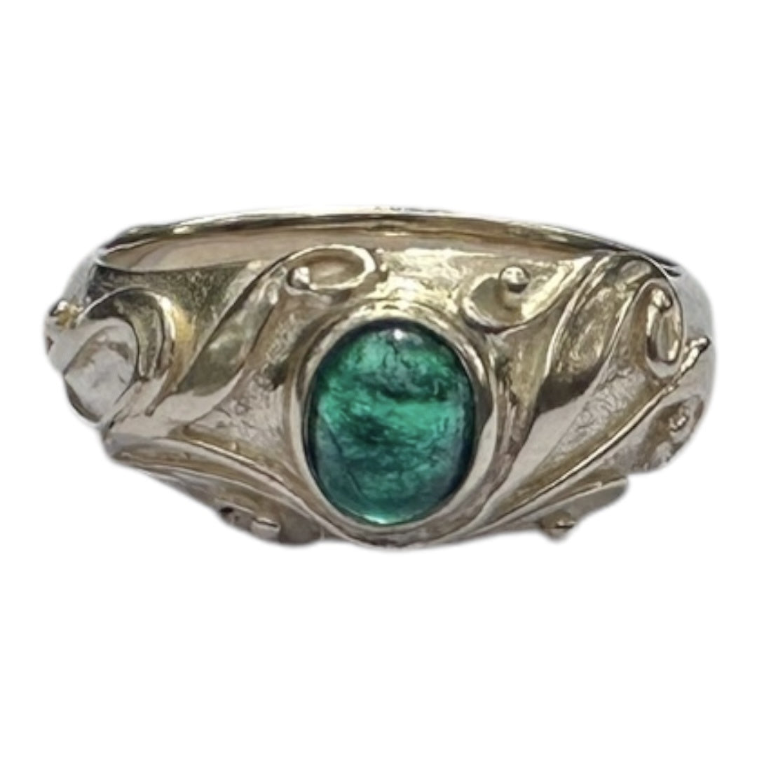 Ring - Emerald Cabochon Cut, Natural 0.95ct, Dress Ring Size 17