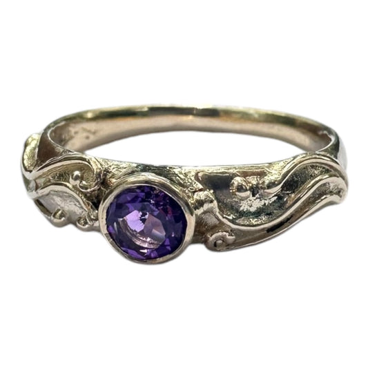 Ring - Purple Spinel 0.40ct Set Dress Ring with Raised Design, Size 15