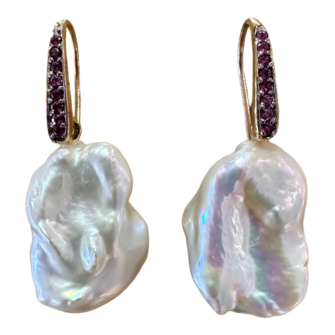 Earrings - Echoes of the Sea, Featuring Rhodolite Garnet