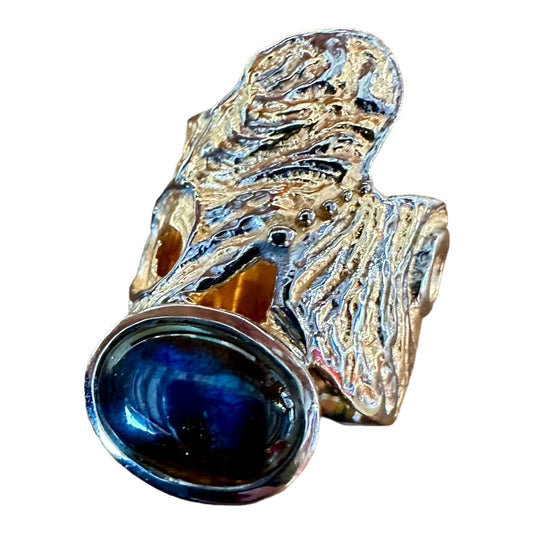 Ring - Ocean Bed, Yellow Gold Finish Featuring Labradorite