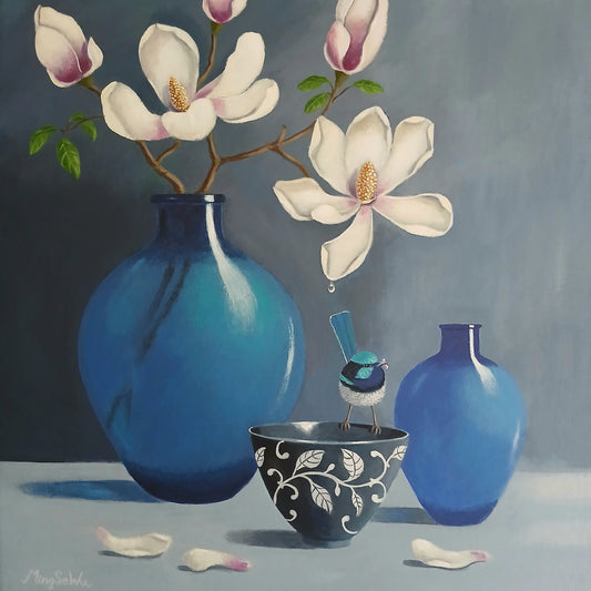 Magnolia, Vases and Wren