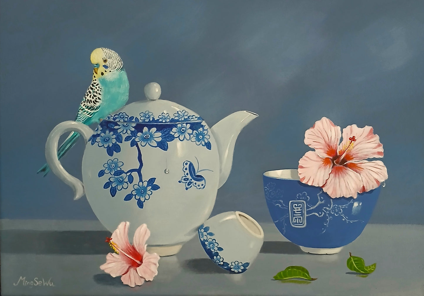 Budgie & Hibiscus