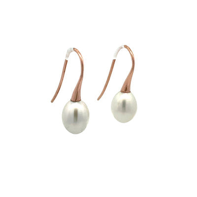 Earrings - 10-11mm Australian South Sea Cultured Pearl with 9kt Rose Gold Hooks