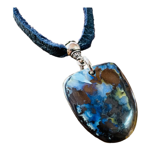 Necklace - Matrix Nut Opal from Yowah with  Silver