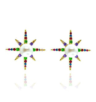 Studs - North Star, Coloured Cubic Zirconia